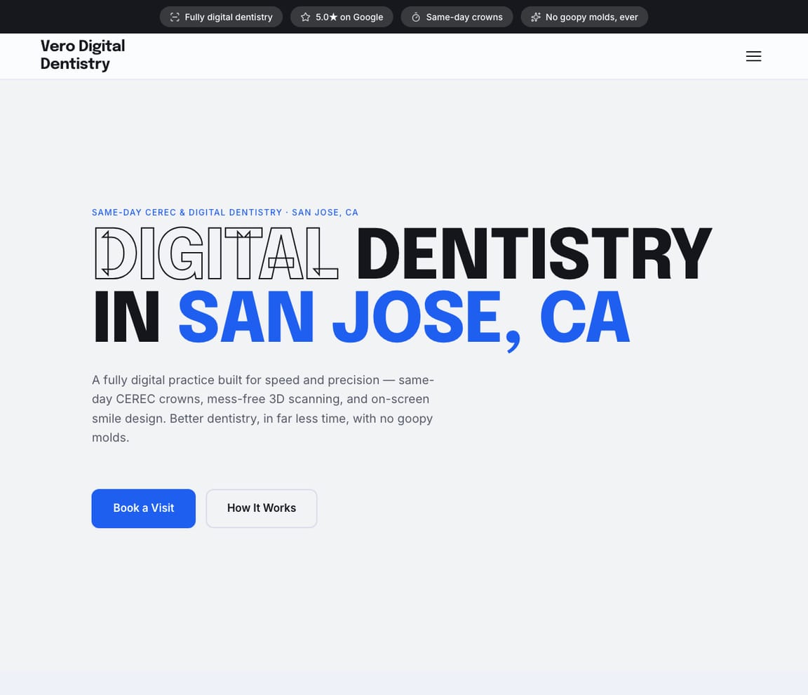 Digital / Same-Day Dentist website template preview