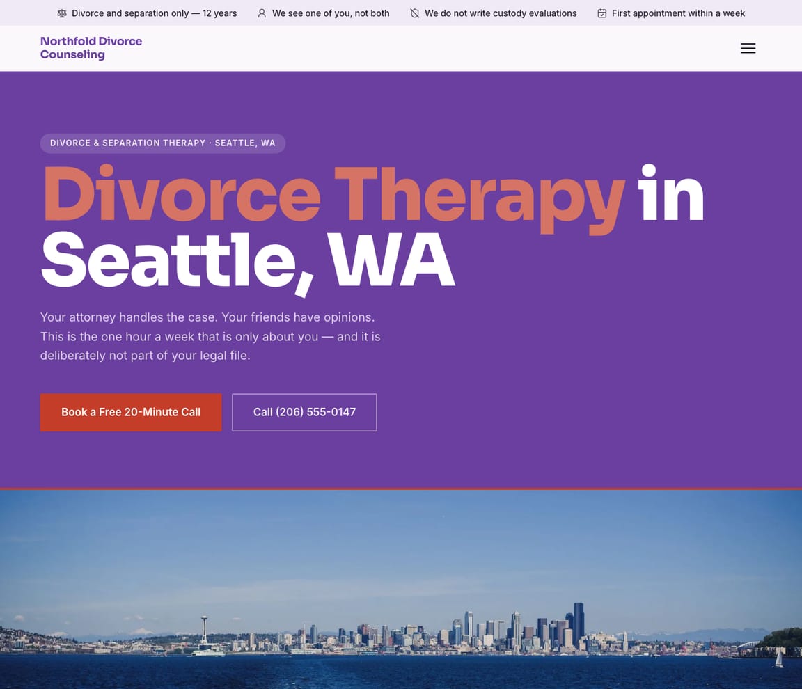 Divorce & Separation Therapy website template preview