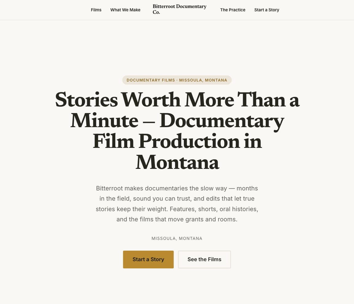 Documentary Filmmaker website template preview