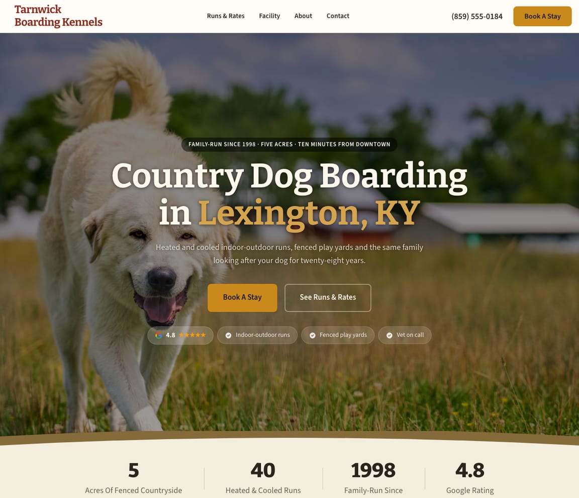 Dog Boarding Kennel website template preview