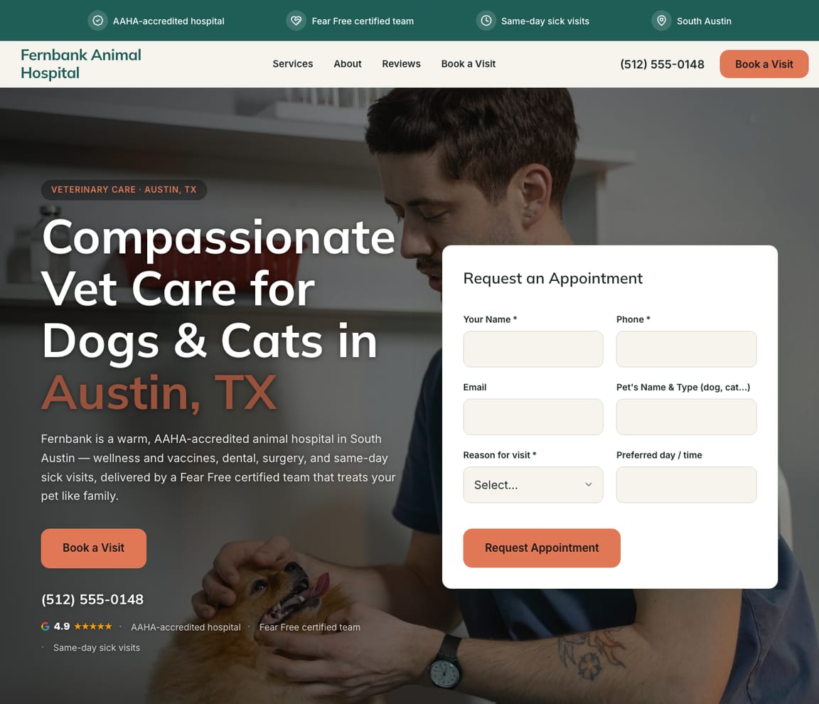 Dog & Cat Animal Hospital website template preview
