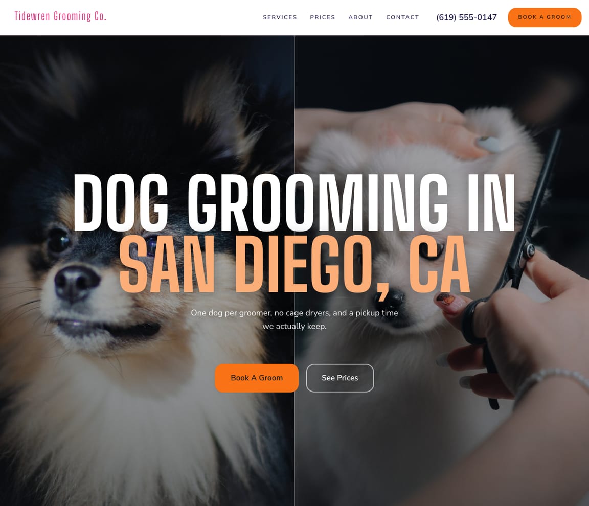 Dog Grooming Salon website template preview