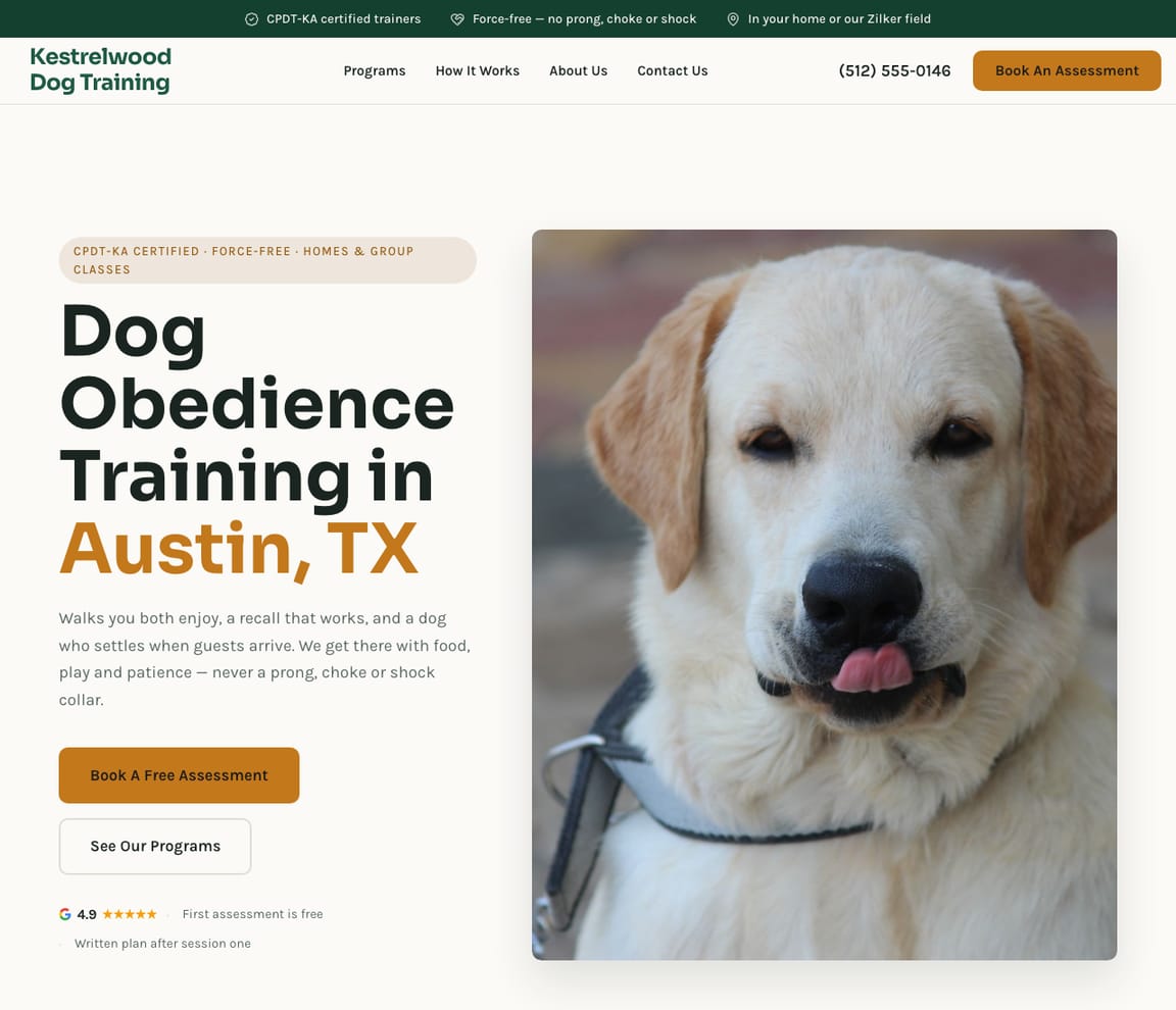 Dog Training website template preview