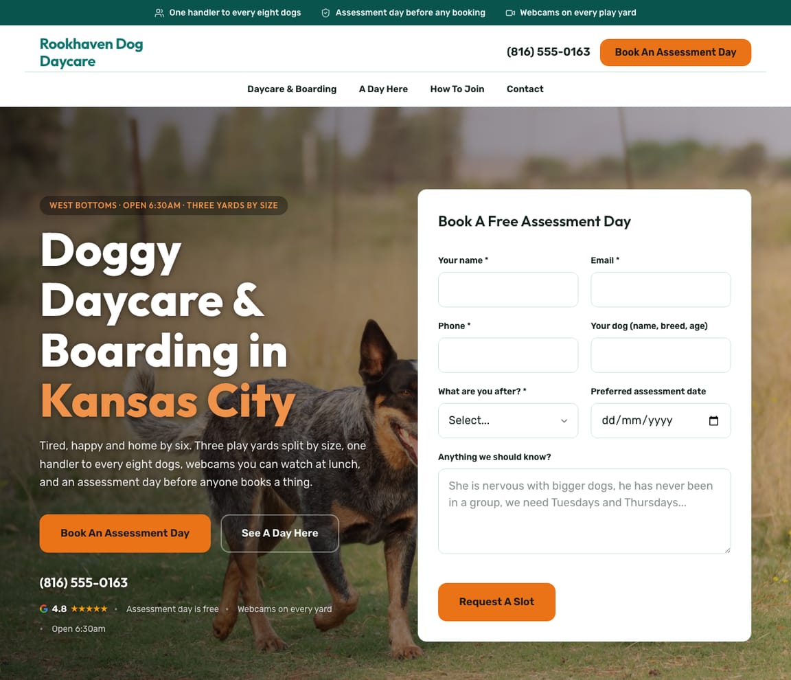 Doggy Daycare & Boarding website template preview