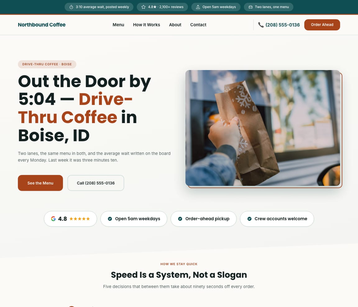 Drive-Thru Coffee website template preview