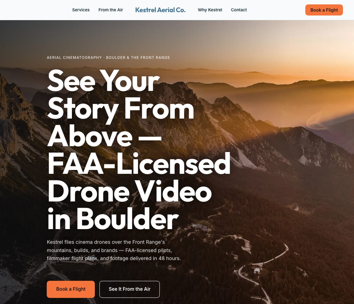 Drone Videography website template preview
