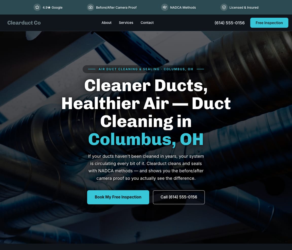 HVAC - Duct Cleaning website template preview
