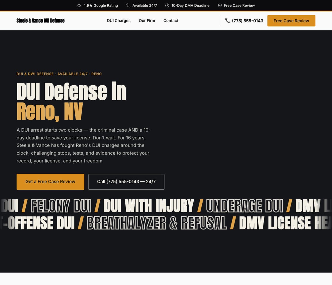 DUI Defense Lawyer website template preview