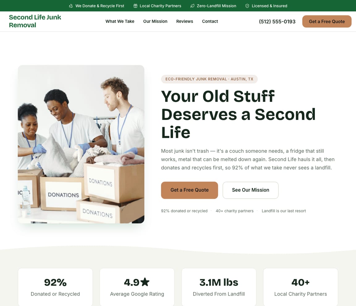 Eco-Friendly Junk Removal website template preview