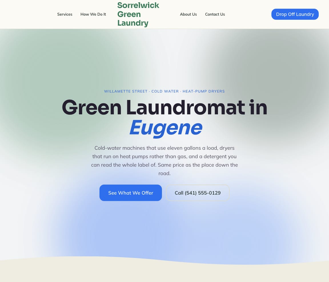 Eco Laundromat website template preview
