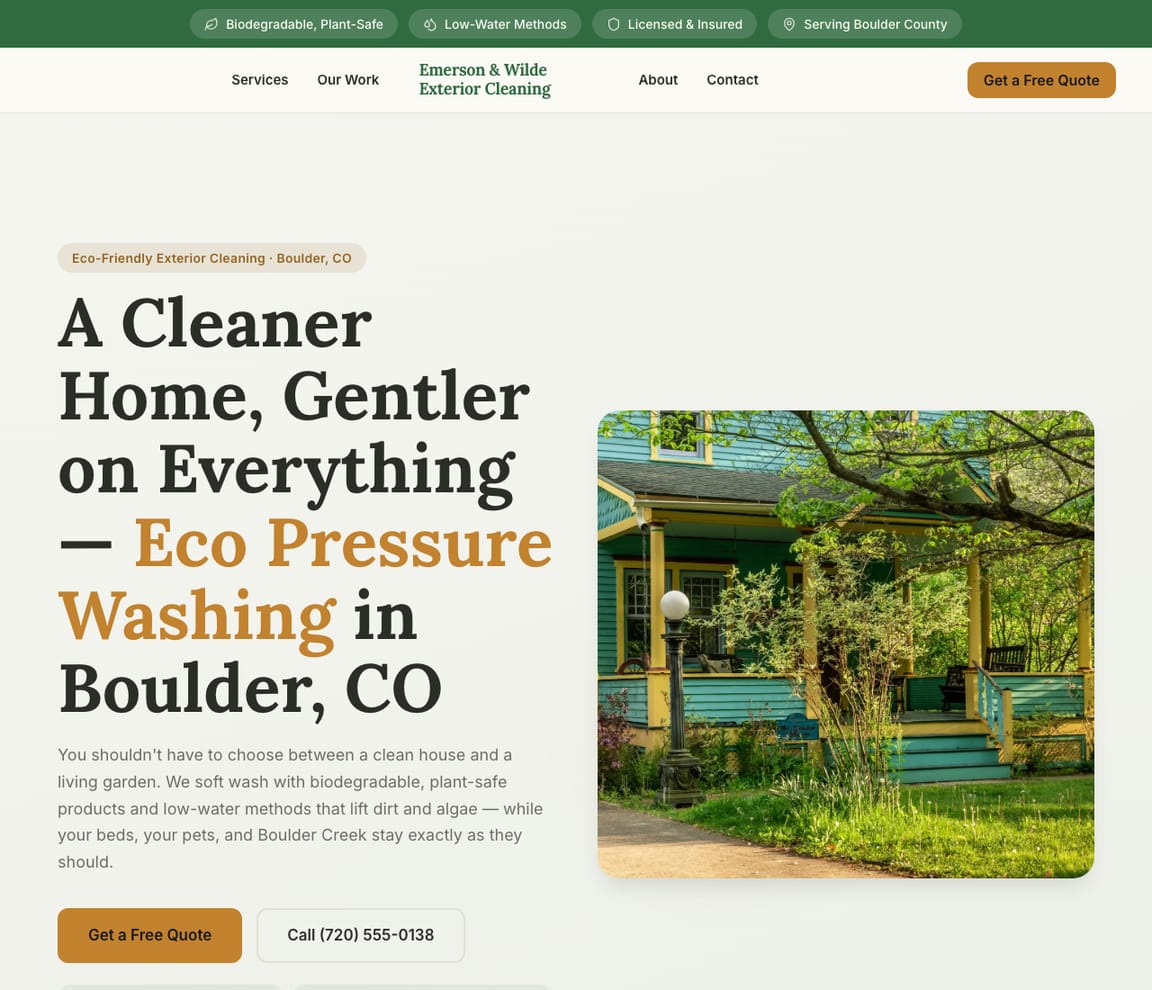 Eco-Friendly Soft Washing website template preview