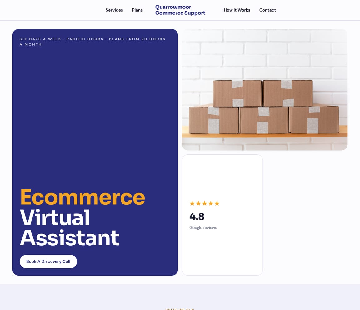 Ecommerce Virtual Assistant website template preview