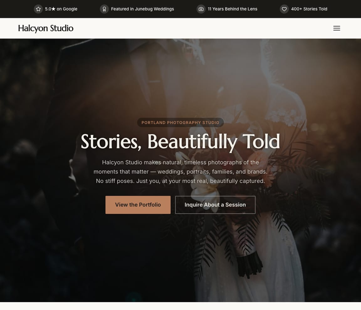 Photographer website template