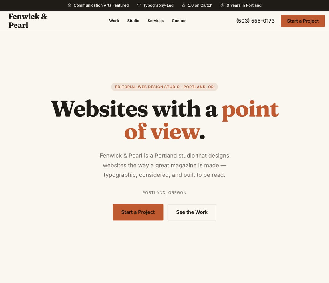 Editorial Web Design Studio website template preview