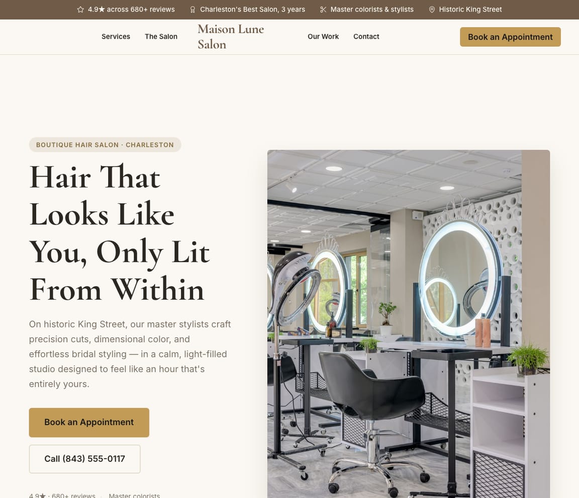 Hair Salon website template preview