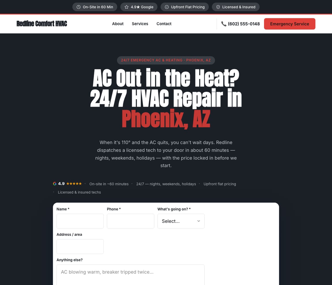 HVAC - 24/7 Emergency website template preview