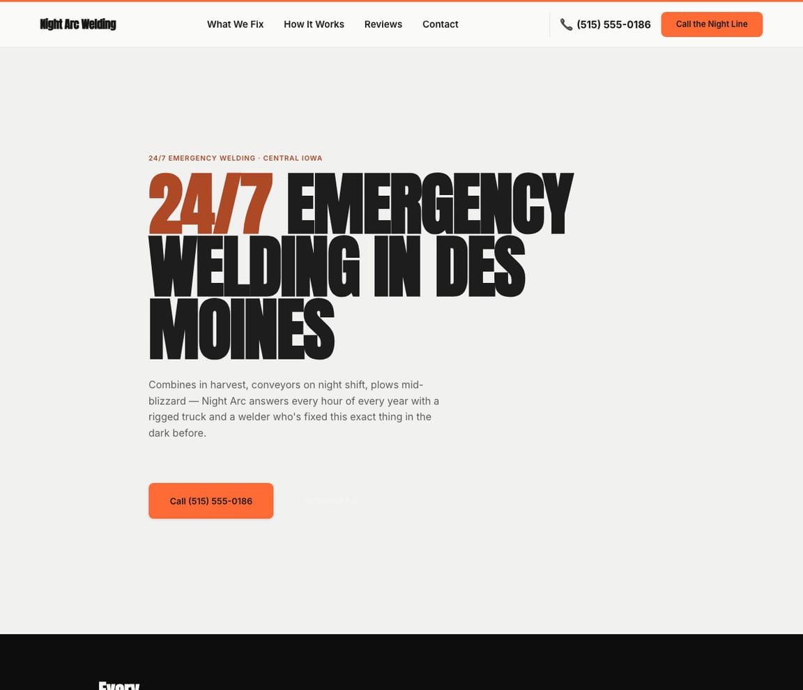 Emergency Welding website template preview