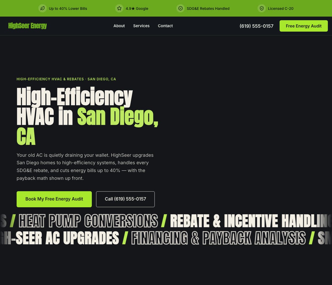 HVAC - Energy Efficiency website template preview