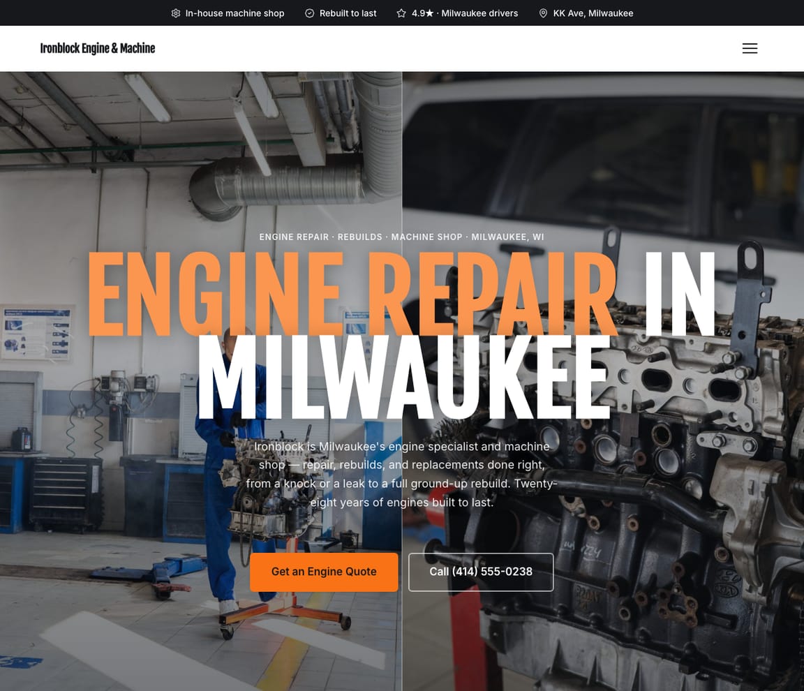 Engine Repair & Rebuilds website template preview