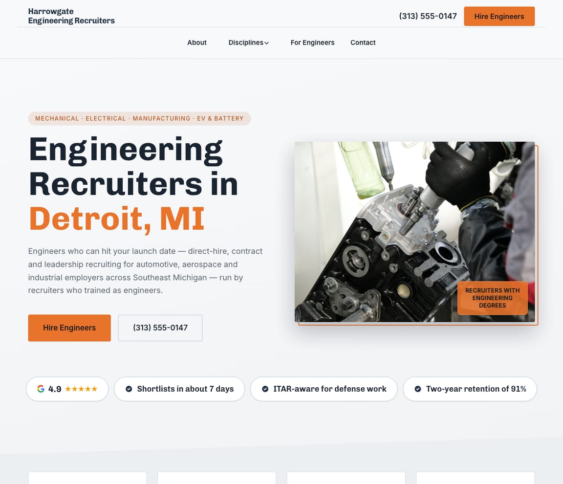 Engineering Recruiters website template preview