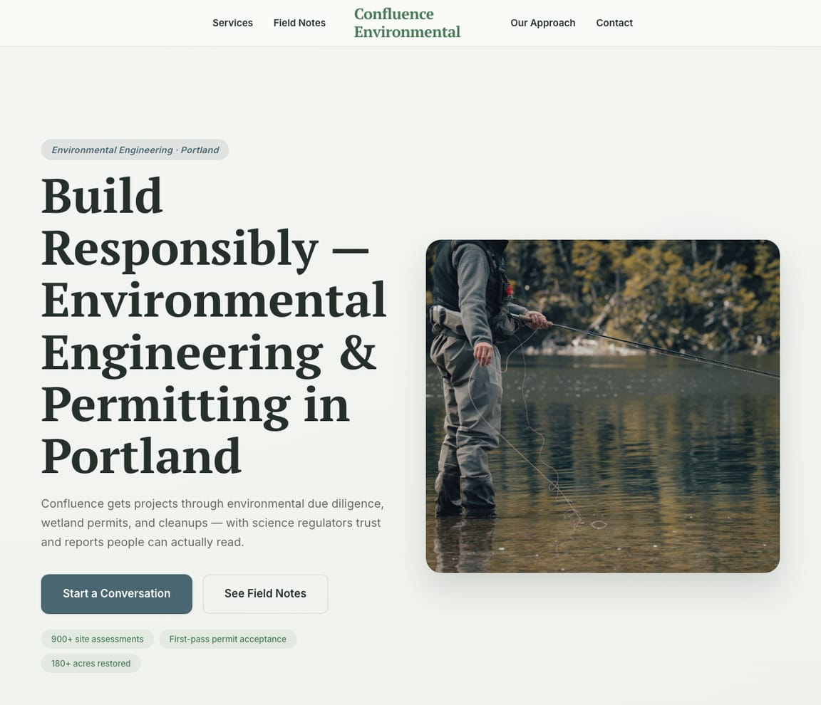 Environmental Engineering website template preview