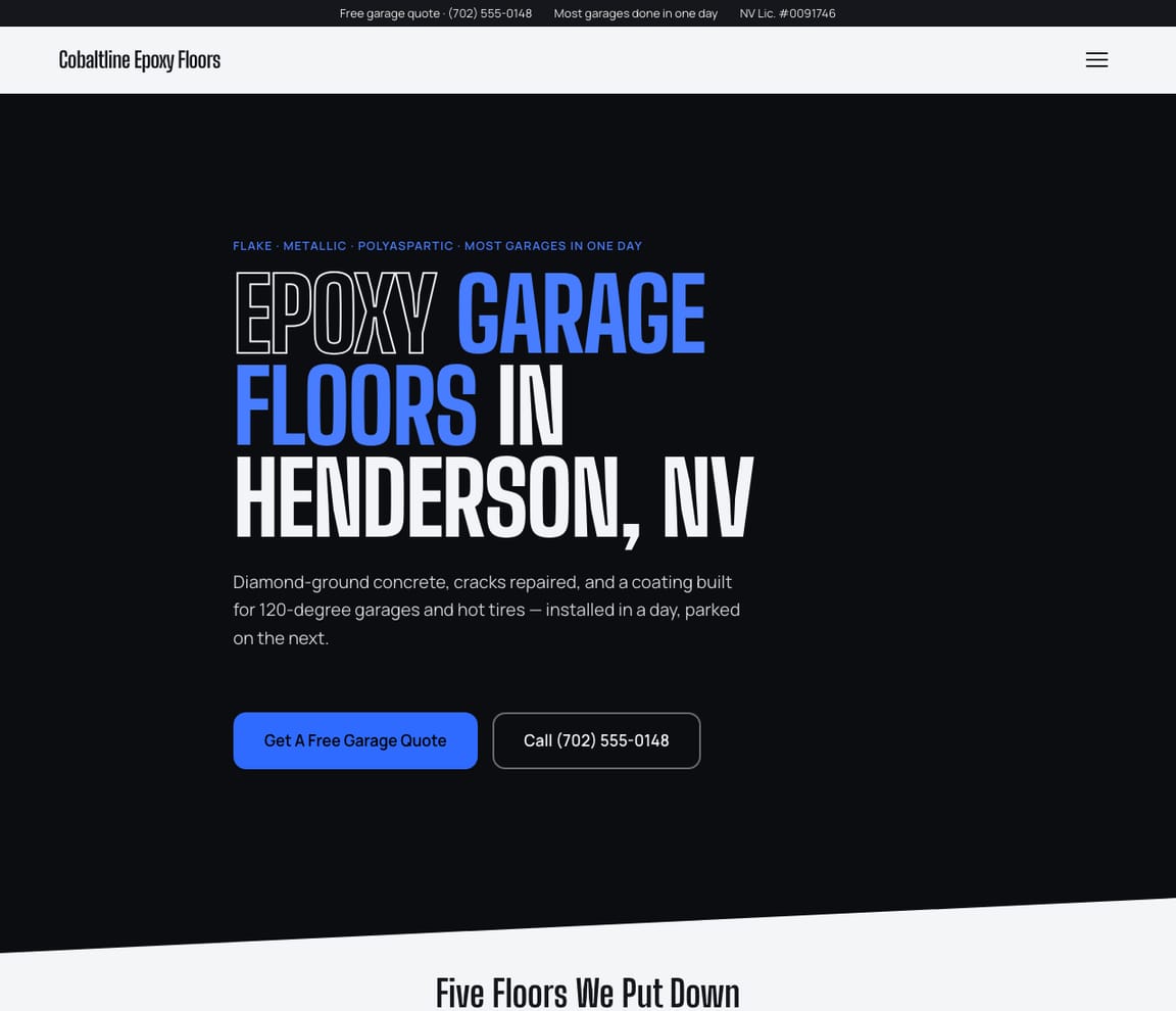 Epoxy Garage Floors website template preview