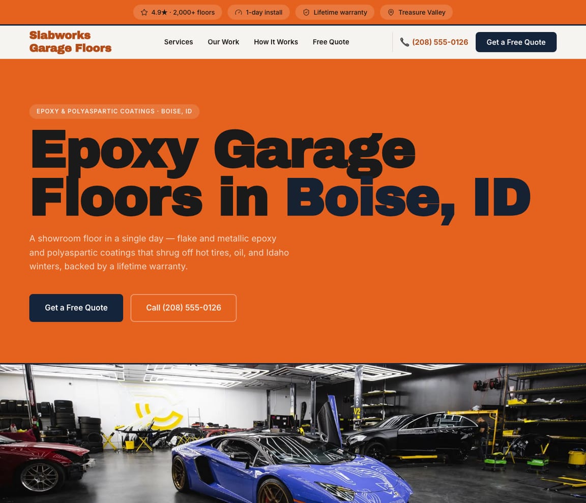 Epoxy Garage Floors website template preview