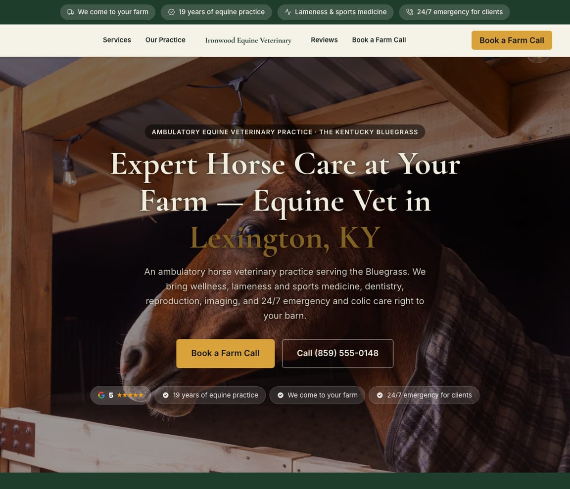 Equine / Horse Veterinary Practice website template preview
