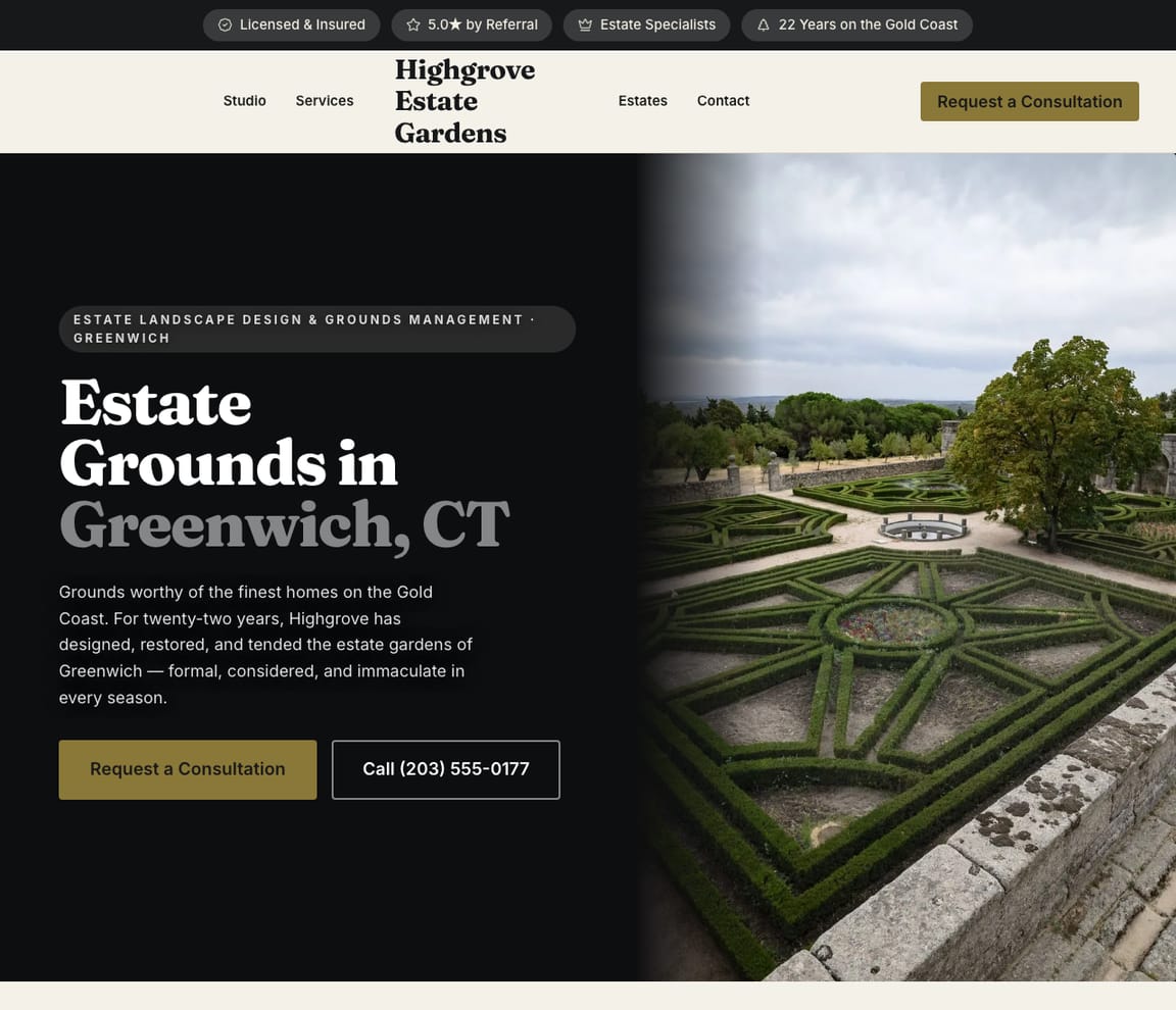 Landscaping - Estate Grounds website template preview
