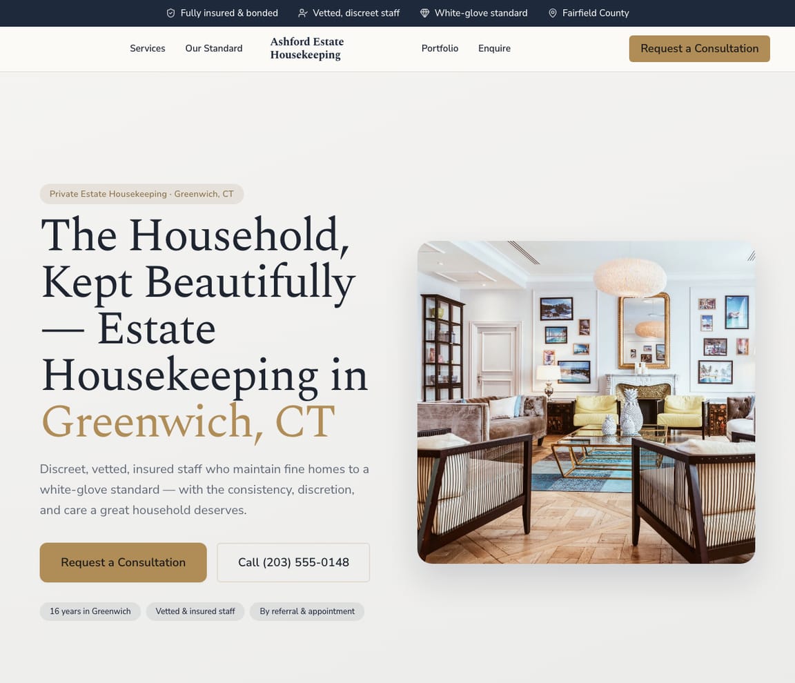 Estate Housekeeping website template preview