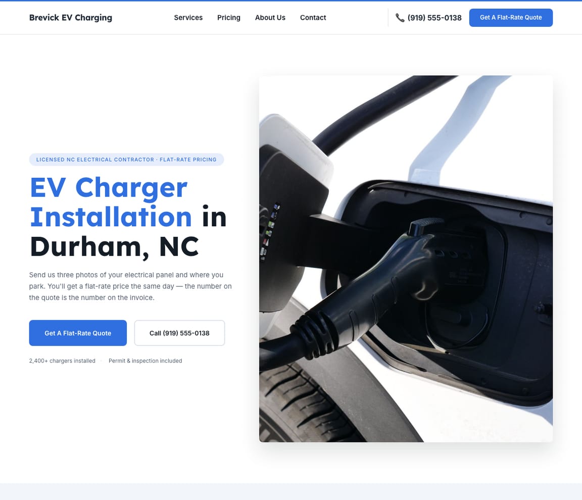 EV Charger Installer website template preview