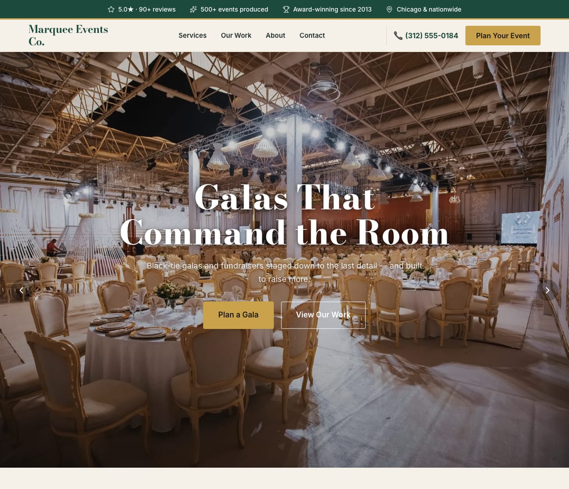 Event Planner website template