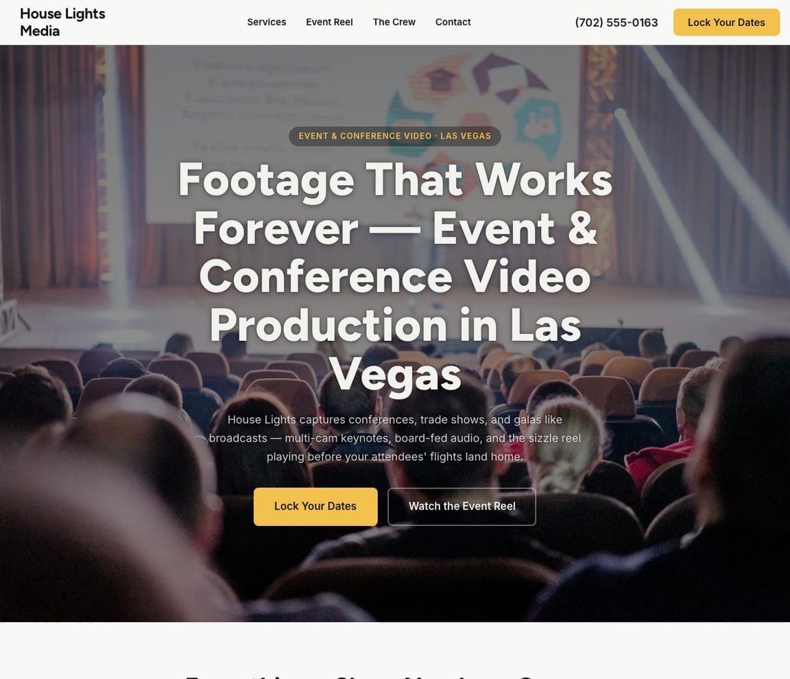 Event Videography website template preview