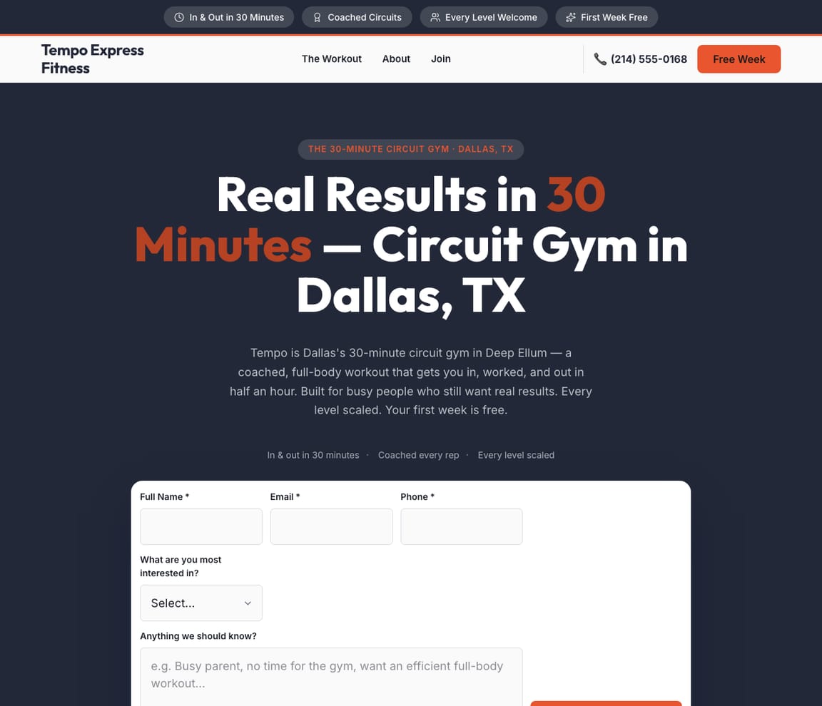 Express Gym website template preview