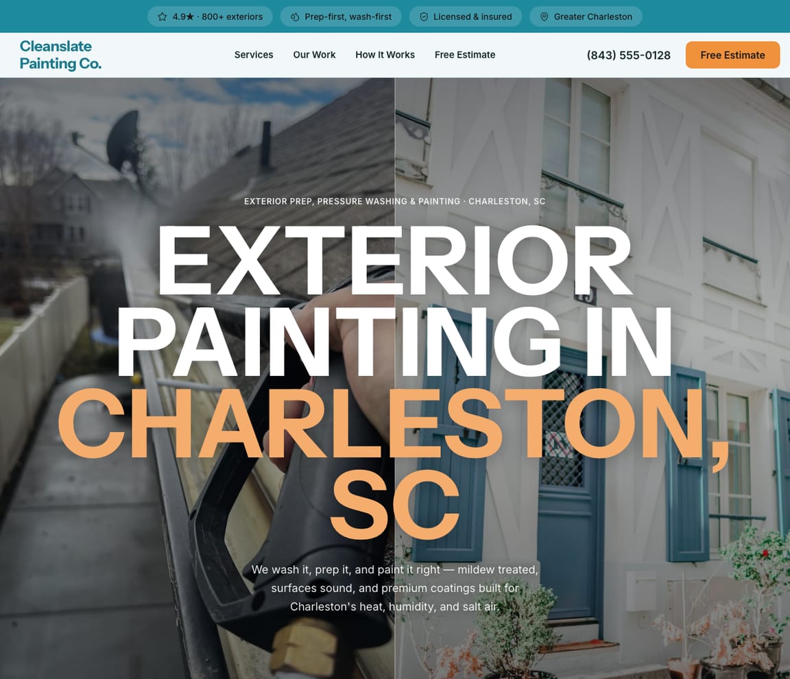 Exterior Prep & Pressure Washing website template preview