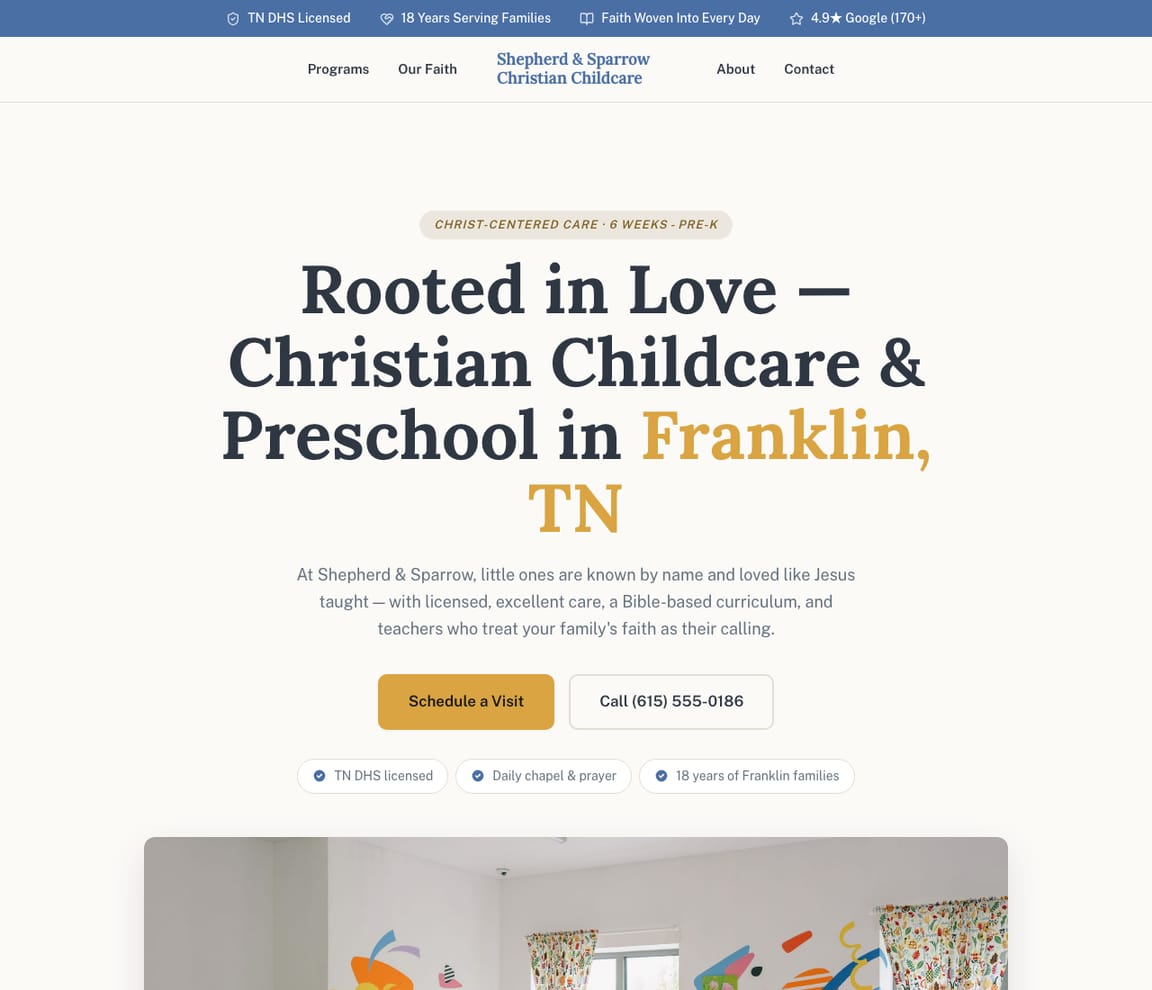 Christian / Faith-Based Childcare website template preview