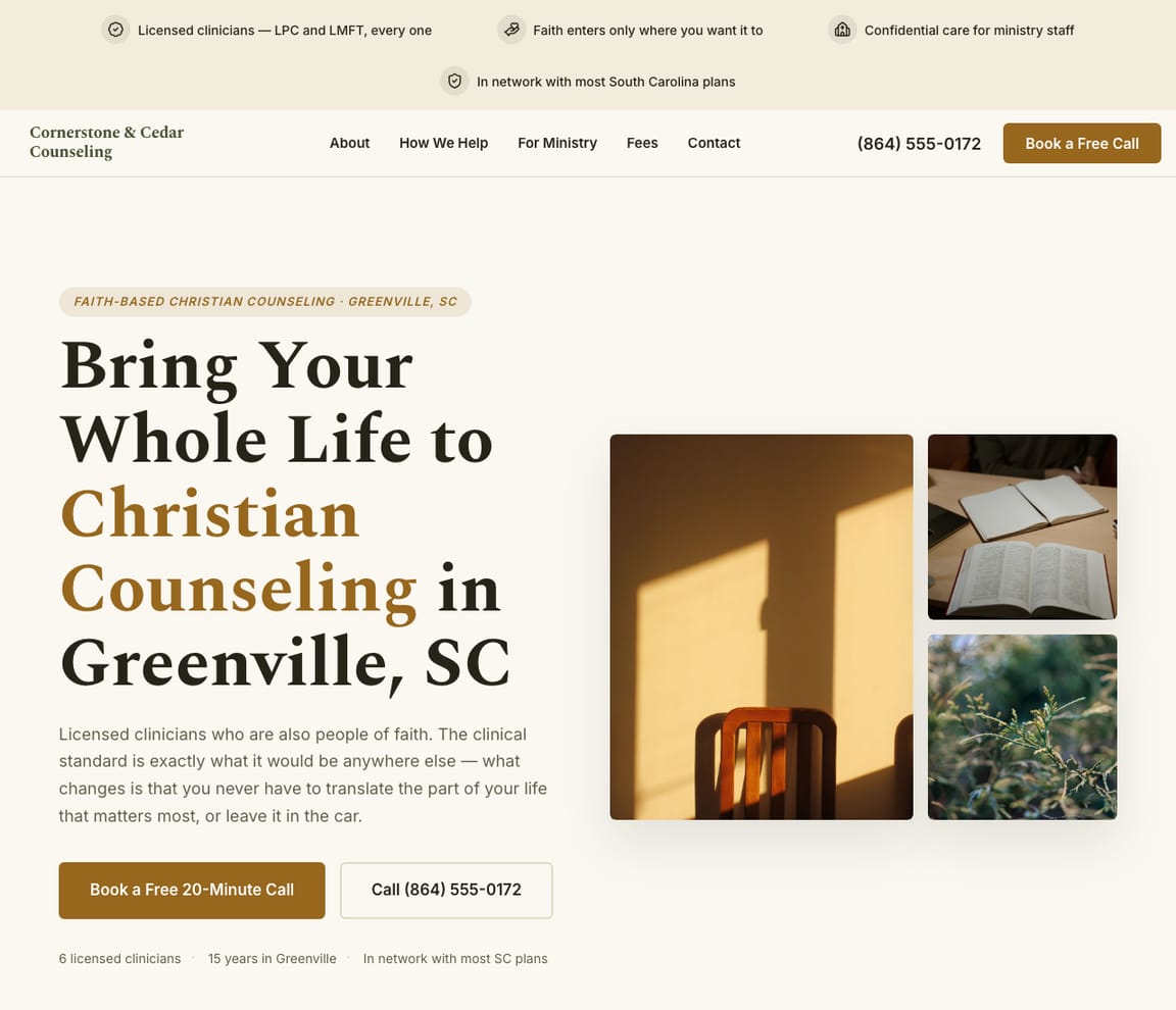 Faith-Based Christian Counseling website template preview