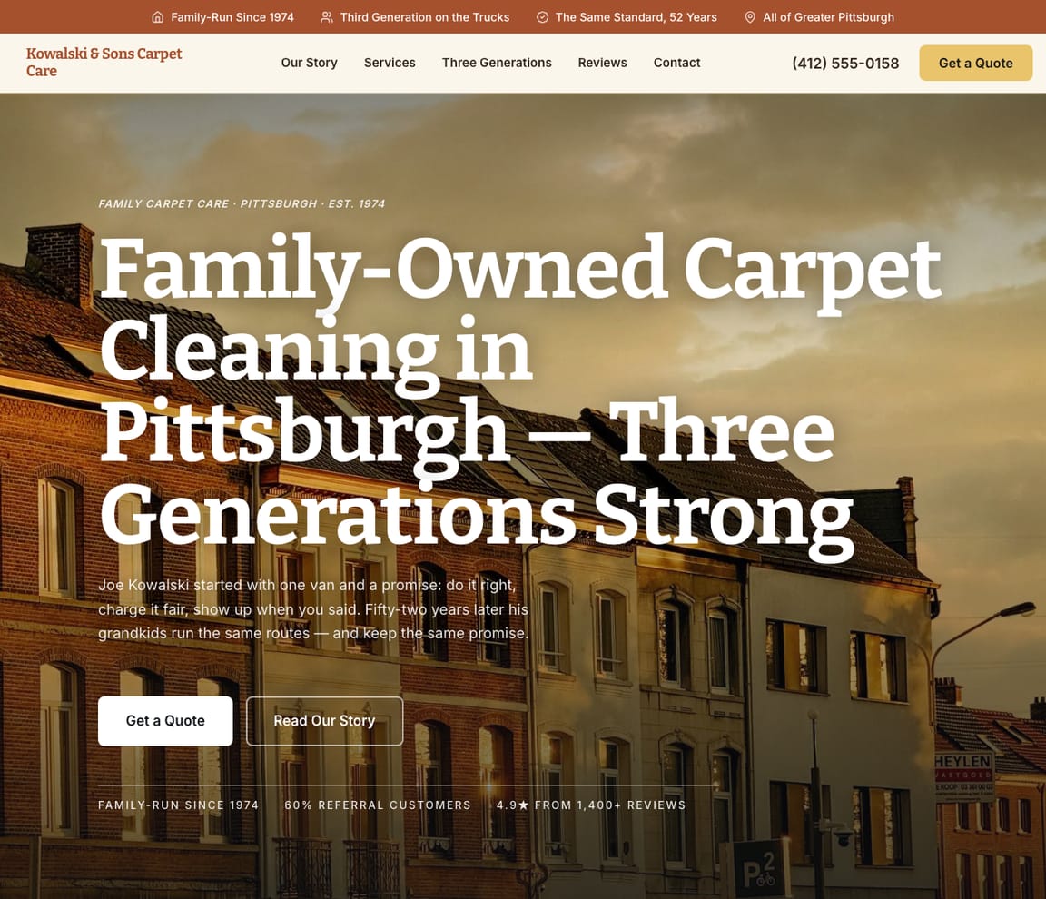 Family Carpet Cleaning website template preview