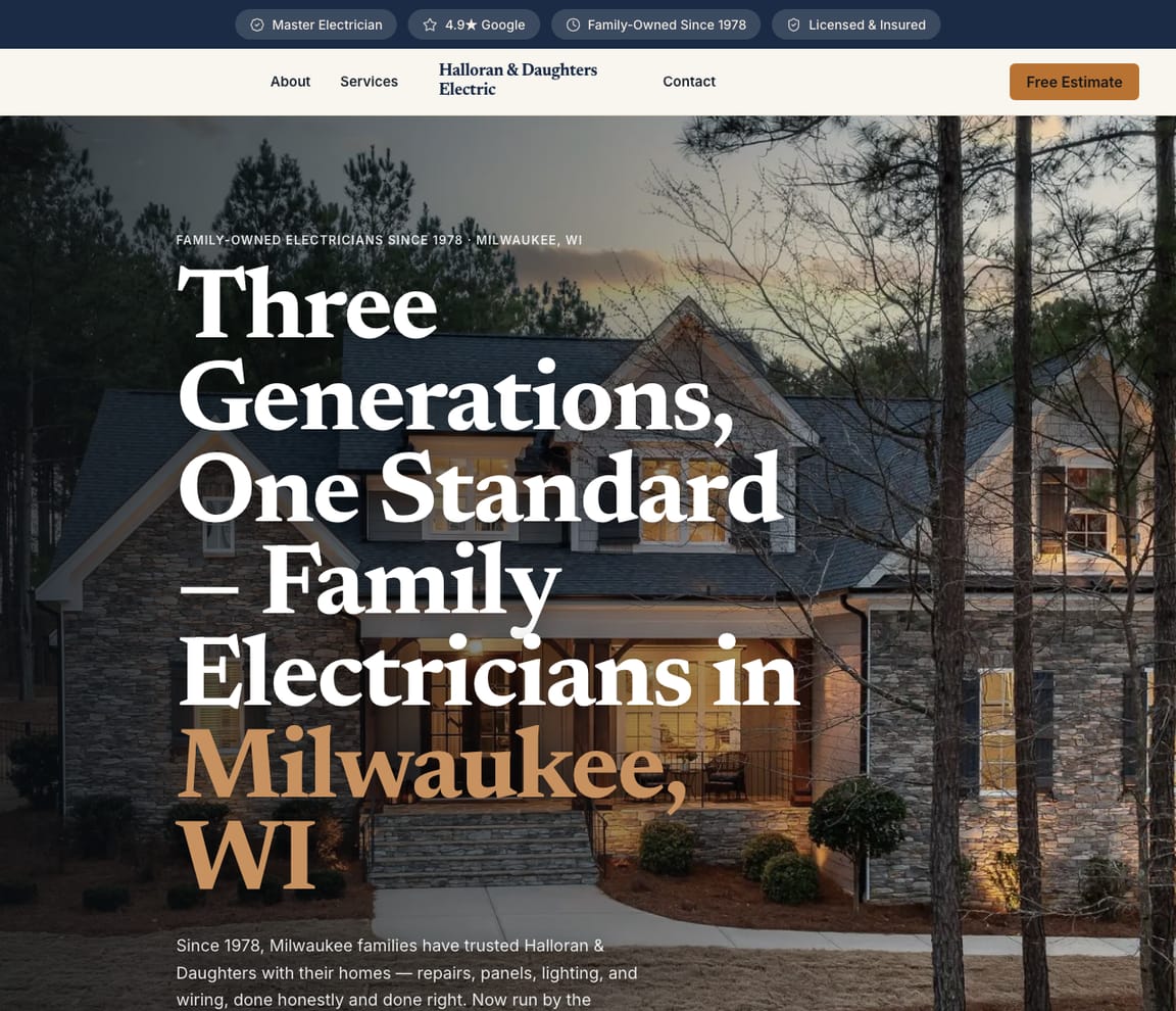Electrician - Family-Owned website template preview
