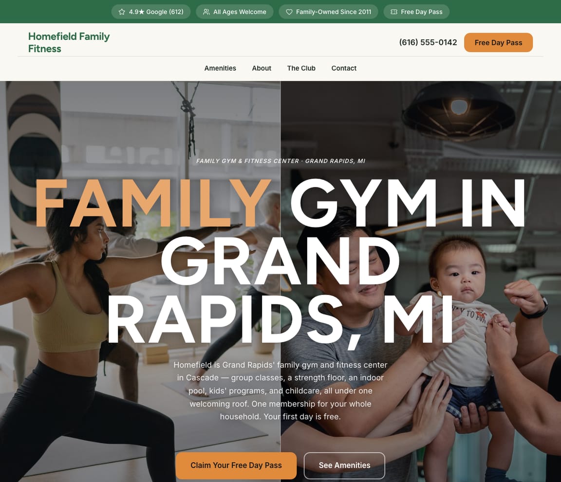 Family Fitness Center website template preview