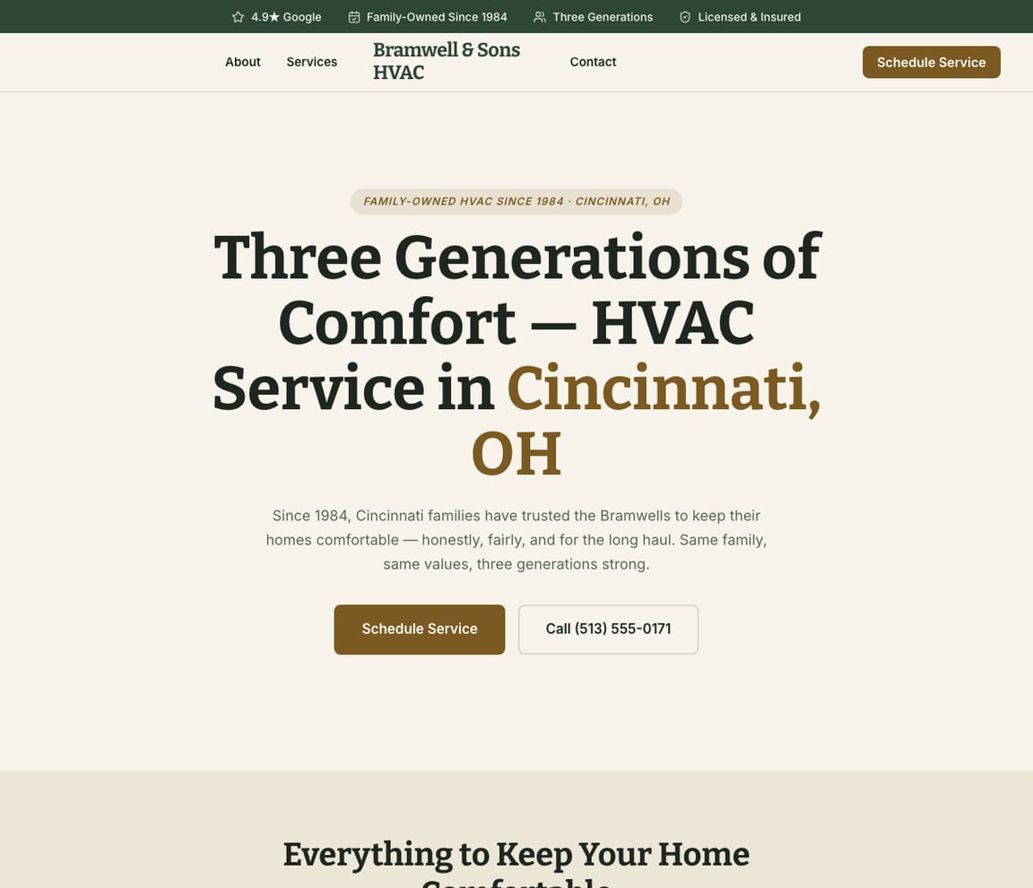 HVAC - Family-Owned website template preview