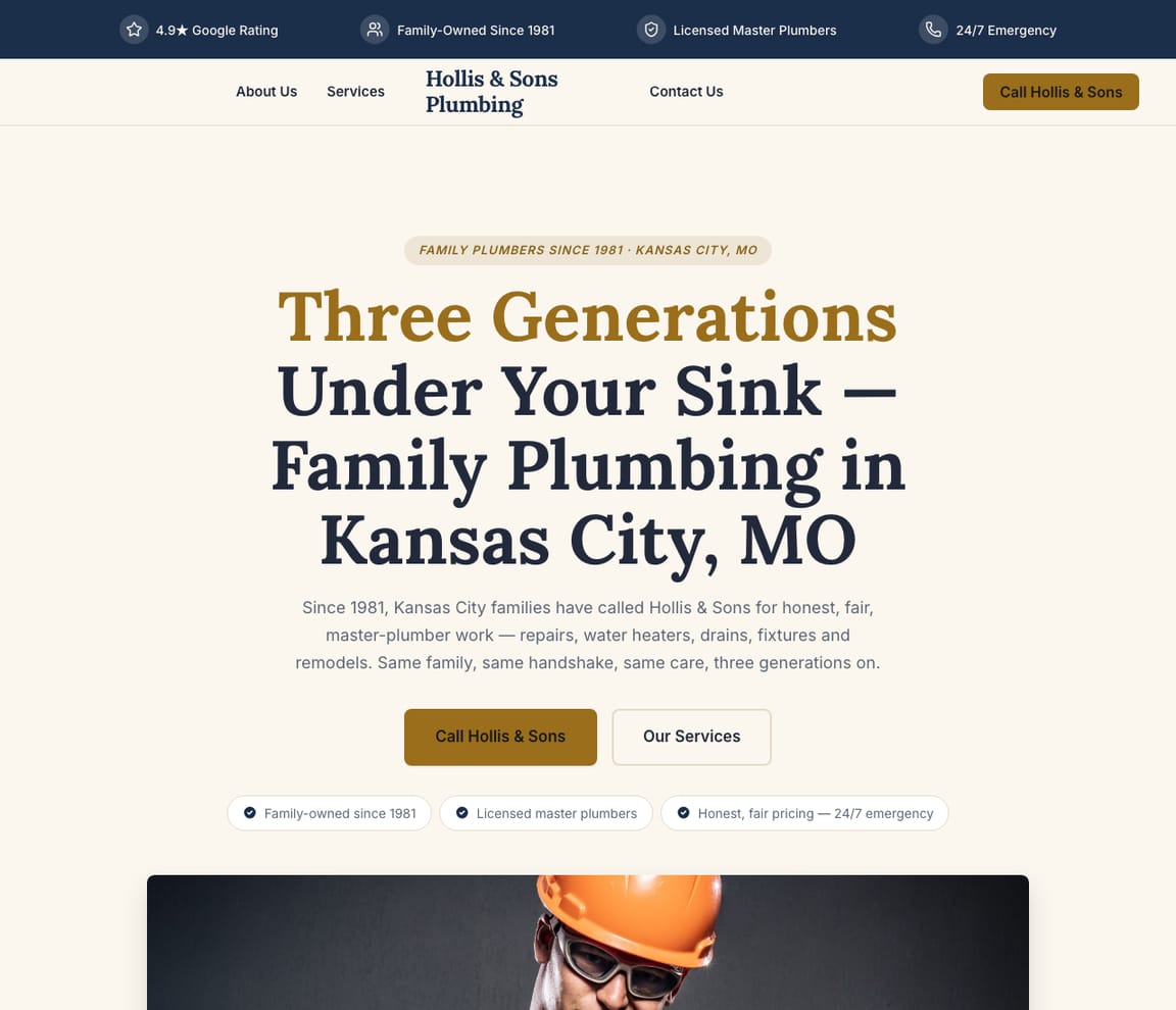 Plumber - Family-Owned website template preview