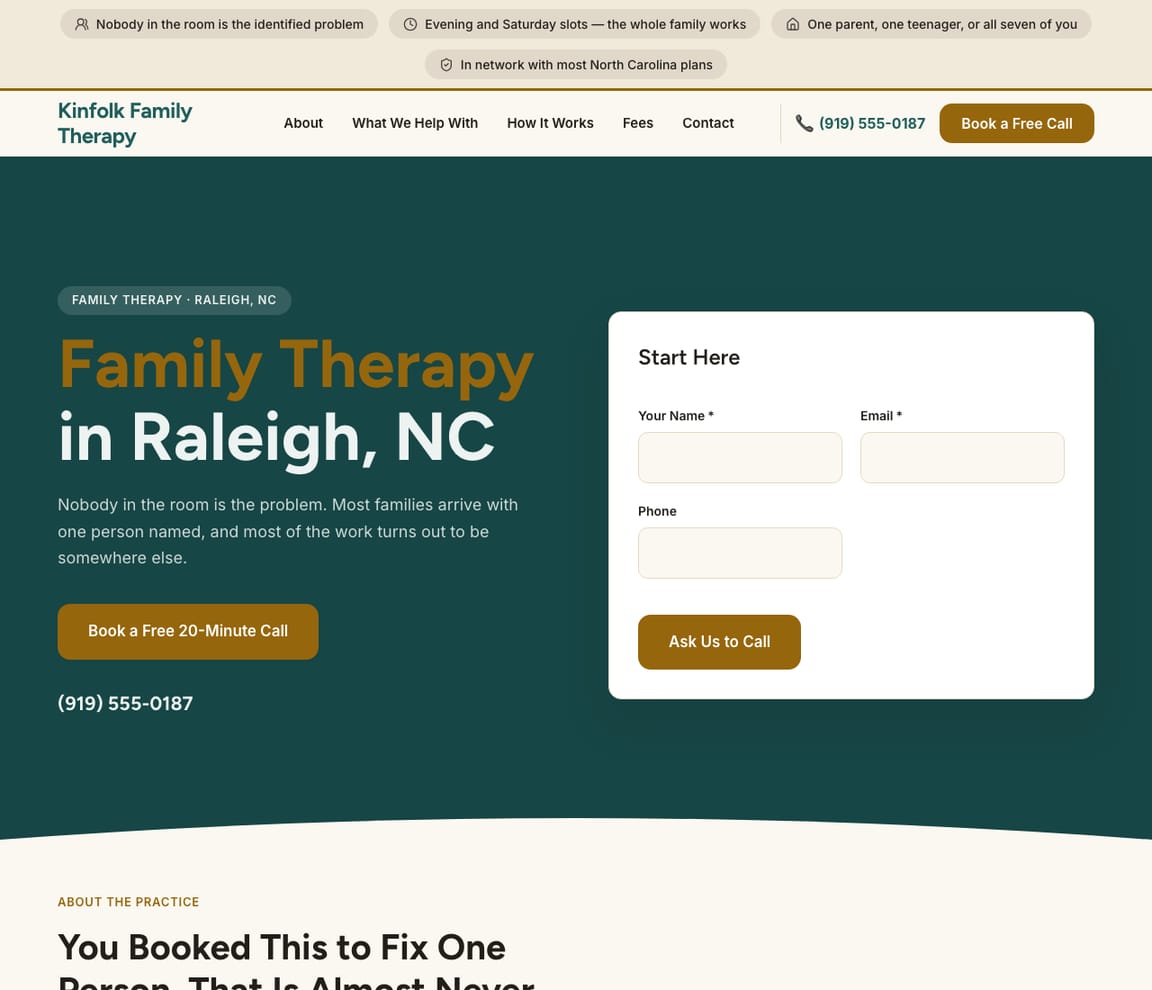 Family Therapy website template preview