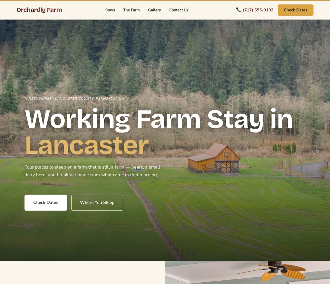 Farm Stay website template preview