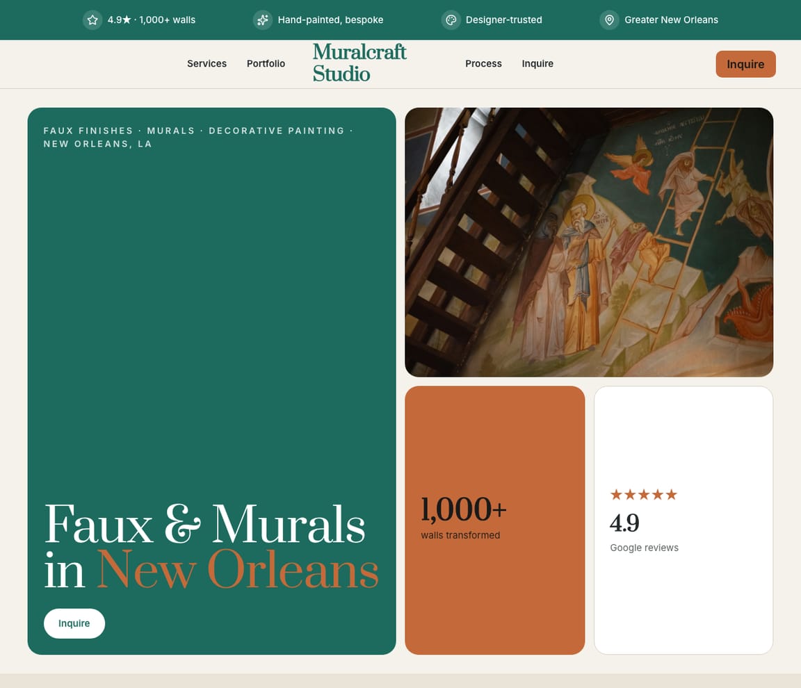 Faux Finishes & Murals website template preview