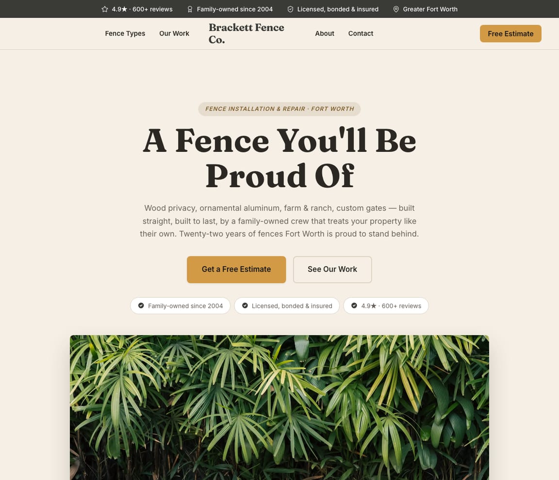 Fencing website template preview