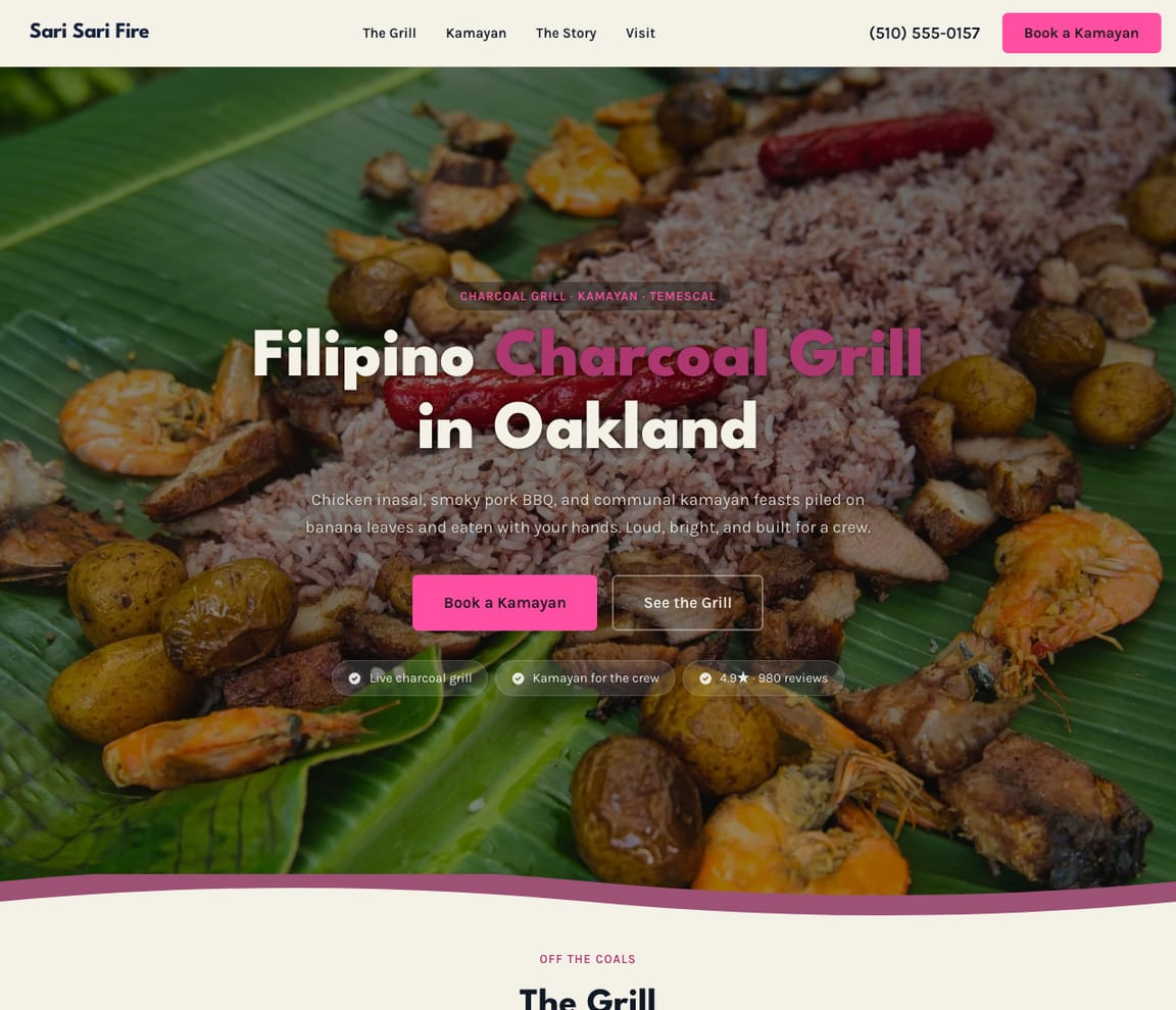 Filipino Grill / Kamayan House website template preview