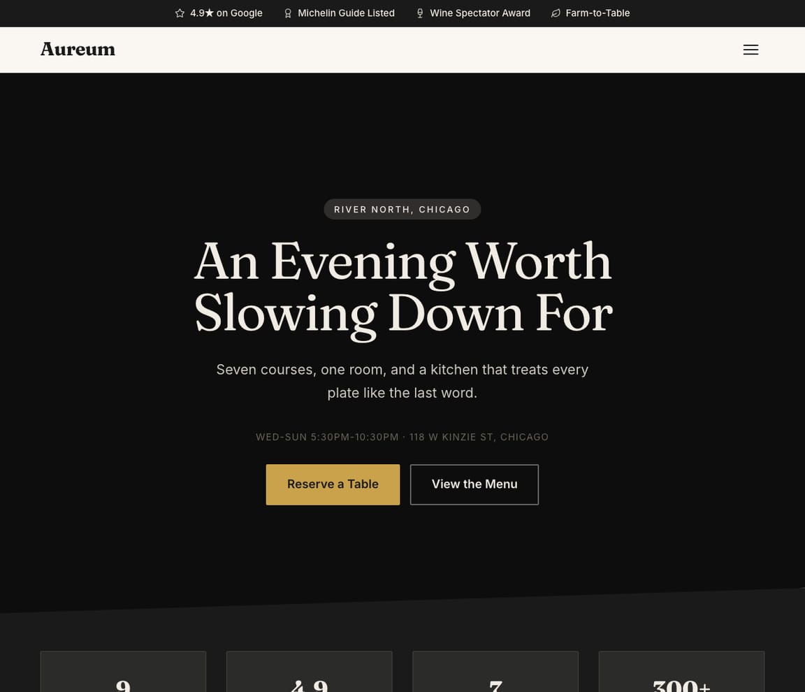 Fine Dining website template preview