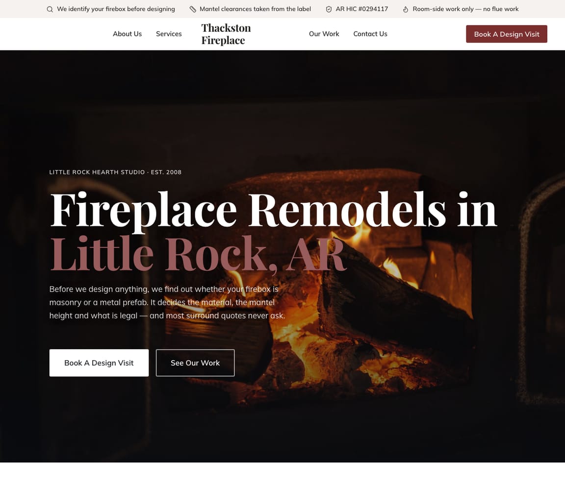Fireplace Remodel website template preview