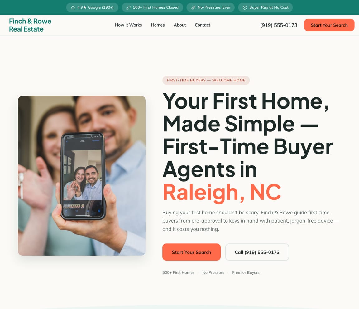 First-Time Homebuyer Agent website template preview